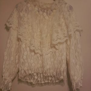 Lace floral white top